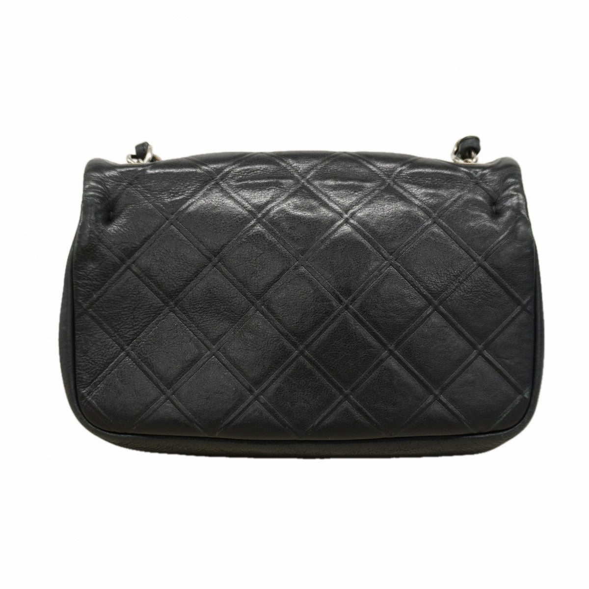 【6fc4409】シャネル ショルダーバッグ マトラッセ チェーンショルダー レザー ブラック シルバー金具【中古】レディース
