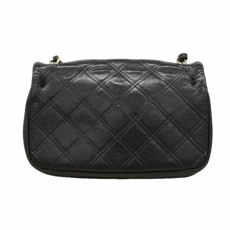 【6fc4409】シャネル ショルダーバッグ マトラッセ チェーンショルダー レザー ブラック シルバー金具【中古】レディース