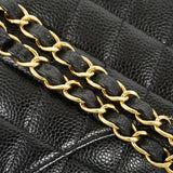 【6fc4410】シャネル ショルダーバッグ マトラッセ Wフラップ Wチェーン キャビアスキン ブラック ゴールド金具【中古】レディース