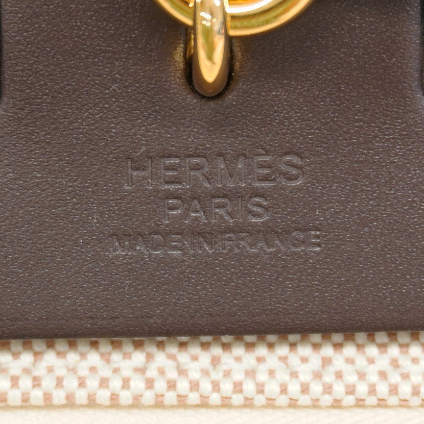 【6fc4418】エルメス ハンドバッグ エールバッグジップPM トワルGM ブラウン ゴールド金具 W刻印 2wayバッグ【中古】レディース
