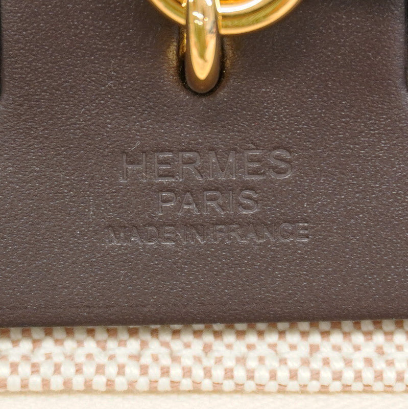 【6fc4418】エルメス ハンドバッグ エールバッグジップPM トワルGM ブラウン ゴールド金具 W刻印 2wayバッグ【中古】レディース