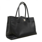 【6fc4422】シャネル トートバッグ エグゼクティブ レザー ブラック シルバー金具 2wayバッグ【中古】レディース