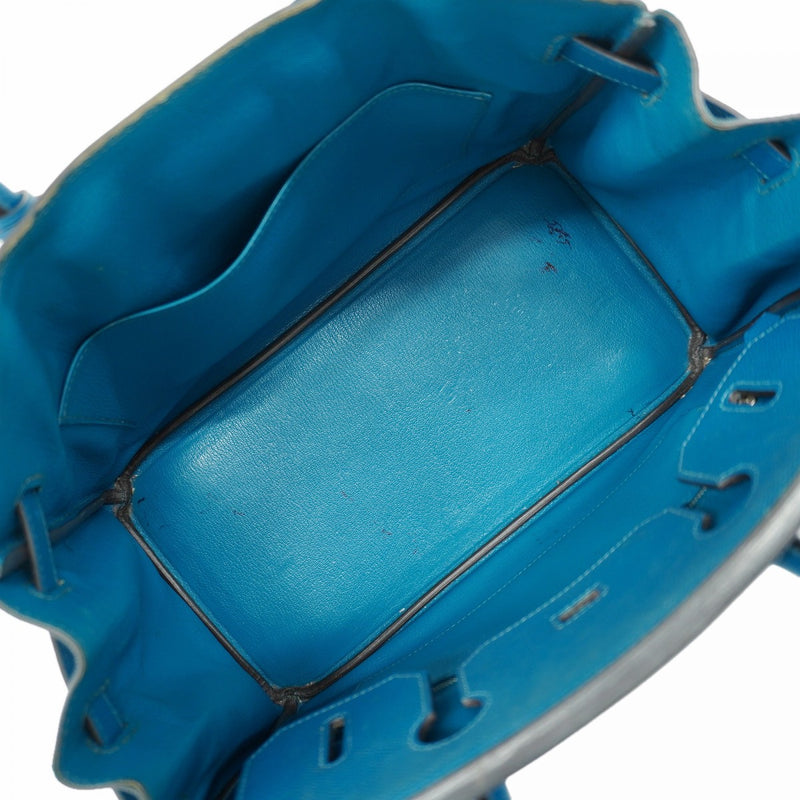 【6fc4427】エルメス ハンドバッグ バーキン30 エプソン ブルーイズミール シルバー金具 Q刻印【中古】レディース