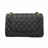【6fc4432】シャネル ショルダーバッグ デカマトラッセ Wフラップ Wチェーン キャビアスキン ブラック ゴールド金具【中古】レディース