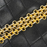 【6fc4438】シャネル ショルダーバッグ マトラッセ Wフラップ Wチェーン ラムスキン ブラック ゴールド金具【中古】レディース