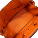 【6fc4443】エルメス ハンドバッグ バーキン35 フィヨルド オレンジ シルバー金具 □O刻印【中古】レディース
