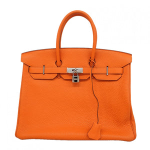 ★SALE【6fc4443】エルメス ハンドバッグ バーキン35 フィヨルド オレンジ シルバー金具 □O刻印【中古】レディース