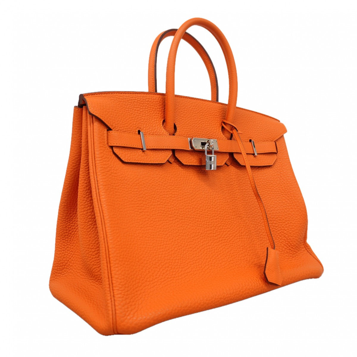 【6fc4443】エルメス ハンドバッグ バーキン35 フィヨルド オレンジ シルバー金具 □O刻印【中古】レディース