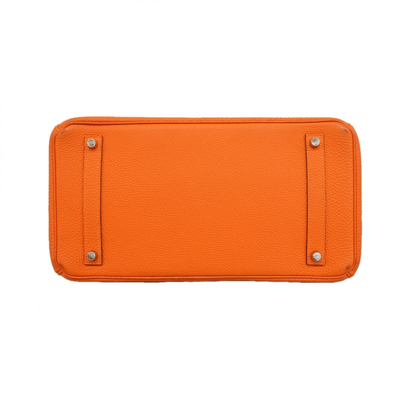 【6fc4443】エルメス ハンドバッグ バーキン35 フィヨルド オレンジ シルバー金具 □O刻印【中古】レディース