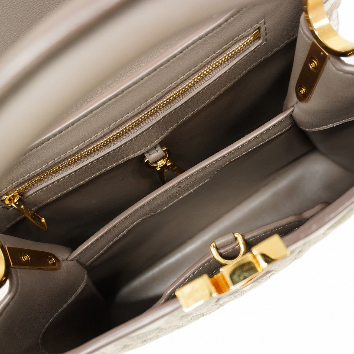 【6fc4451】ルイヴィトン ハンドバッグ モノグラム・ジャガード SINCE 1854 カプシーヌBB M46042 トープ 2wayバッグ【中古】レディース