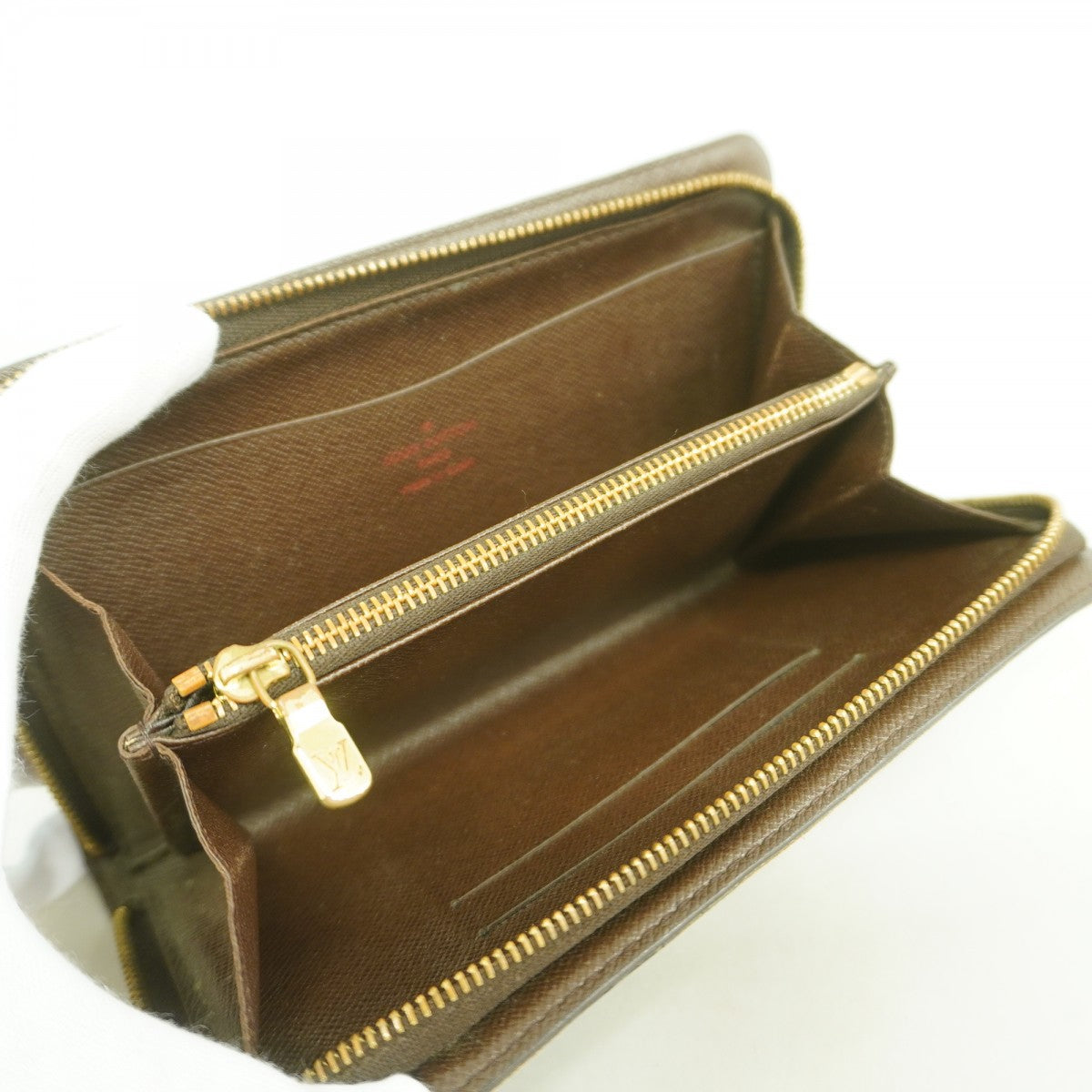 【6fc4478-k】ルイヴィトン 長財布 ダミエ ポルトモネジップ N61728 エベヌ【中古】レディース