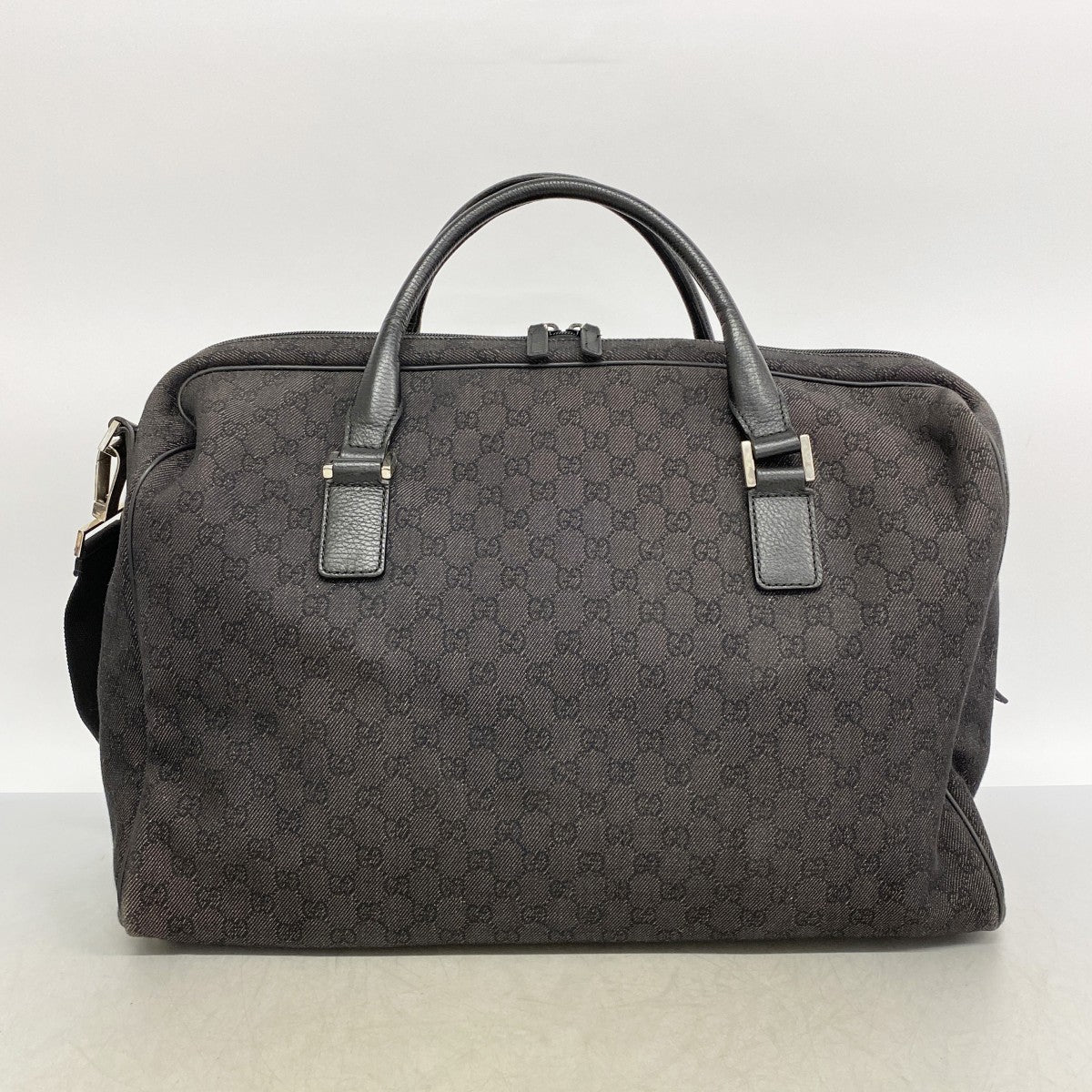 【6fc4493-k】グッチ ボストンバッグ 196356 デニム ブラック シルバー金具【中古】メンズ レディース ユニセックス