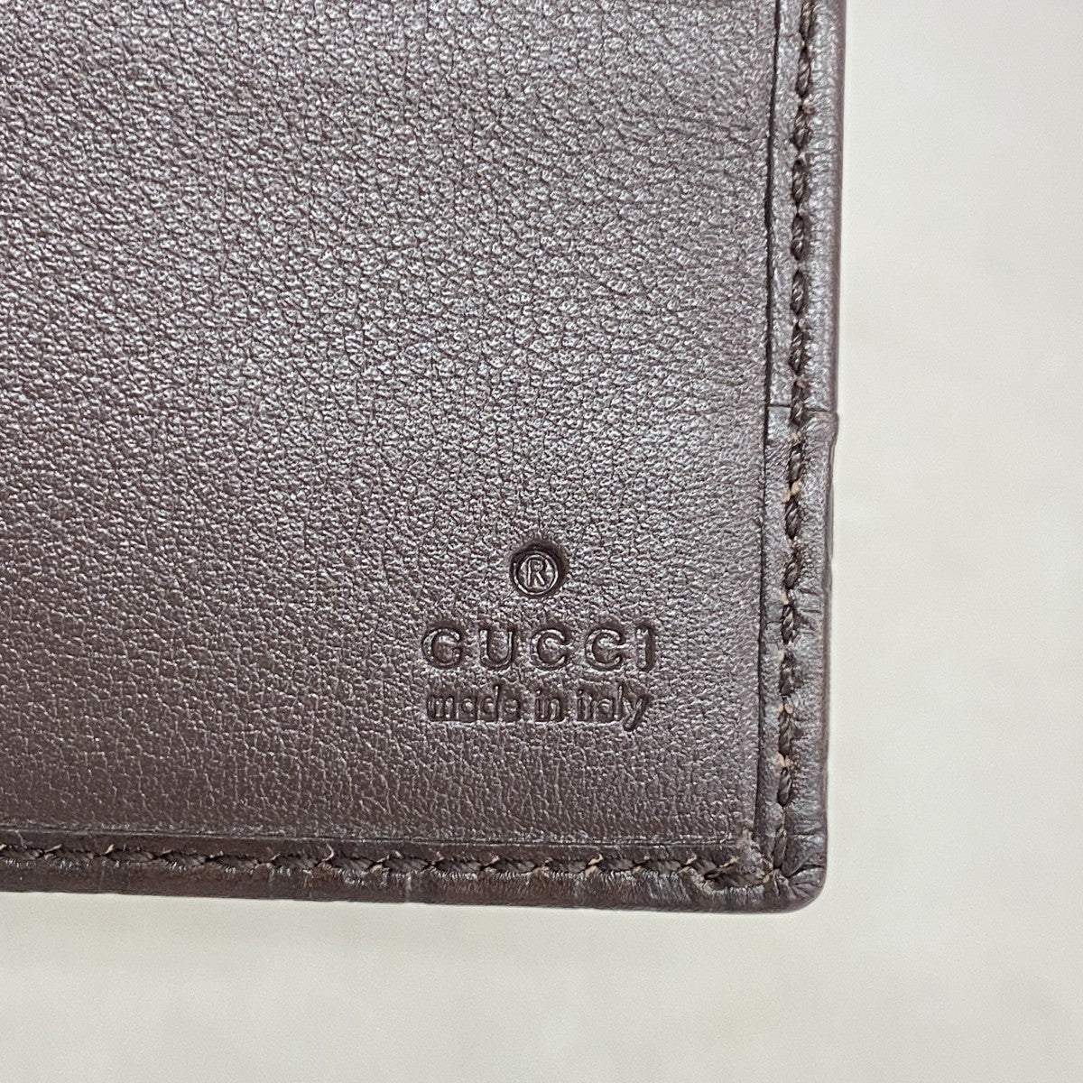 【6fc4495-k】グッチ 財布 マイクログッチシマ 256408 レザー ブラウン【中古】メンズ