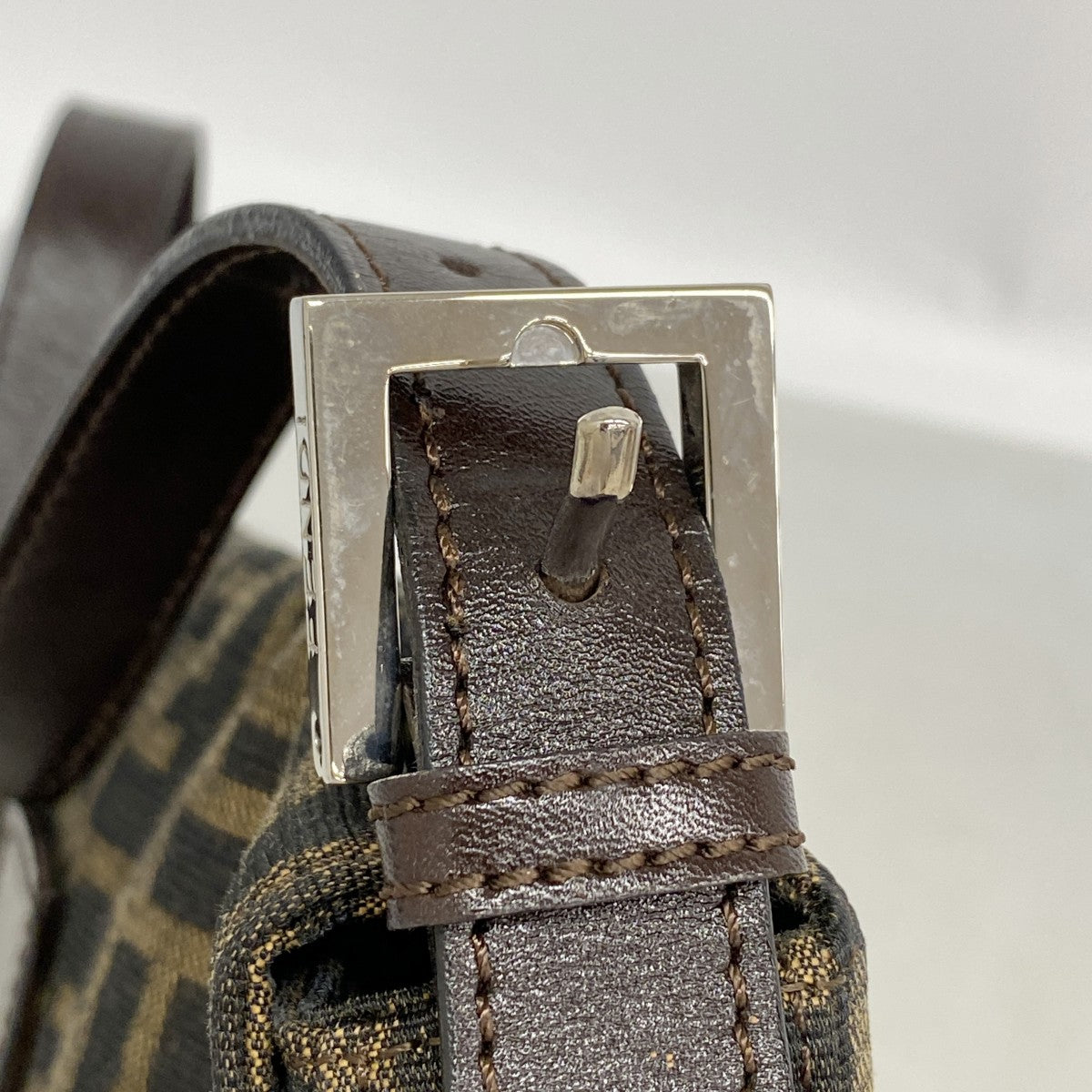 【6fc4526】フェンディ ハンドバッグ ズッカ マンマバケット ナイロンキャンバス ブラウン シルバー金具【中古】レディース