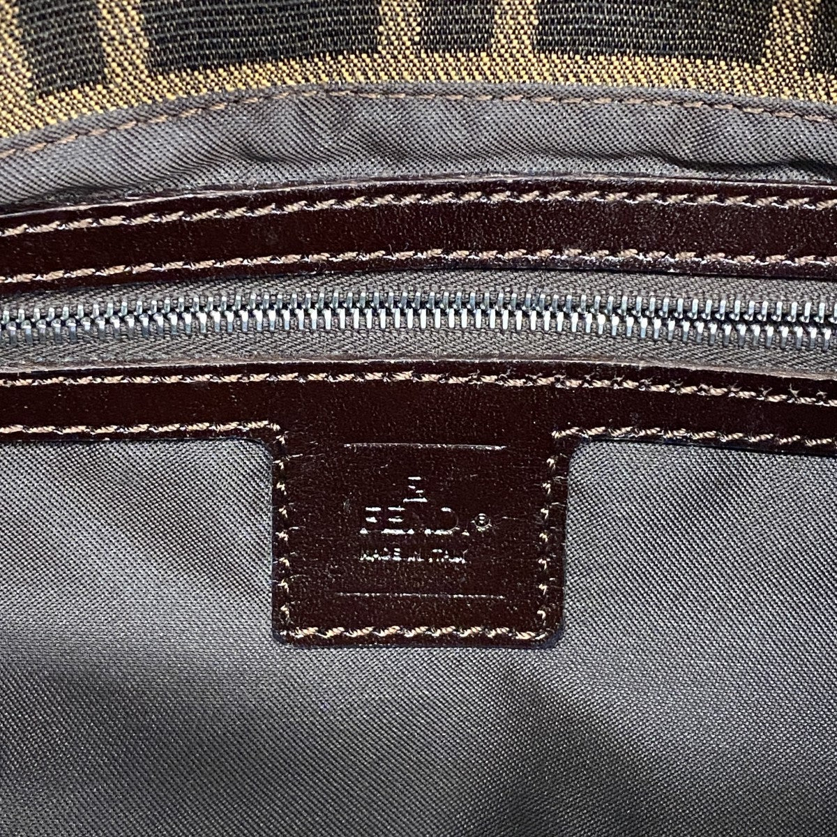【6fc4526】フェンディ ハンドバッグ ズッカ マンマバケット ナイロンキャンバス ブラウン シルバー金具【中古】レディース