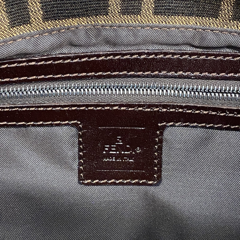 【6fc4526】フェンディ ハンドバッグ ズッカ マンマバケット ナイロンキャンバス ブラウン シルバー金具【中古】レディース