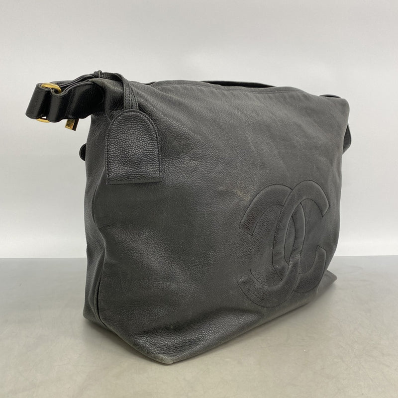 【6fc4546-k】シャネル ショルダーバッグ キャビアスキン ブラック ゴールド金具【中古】レディース