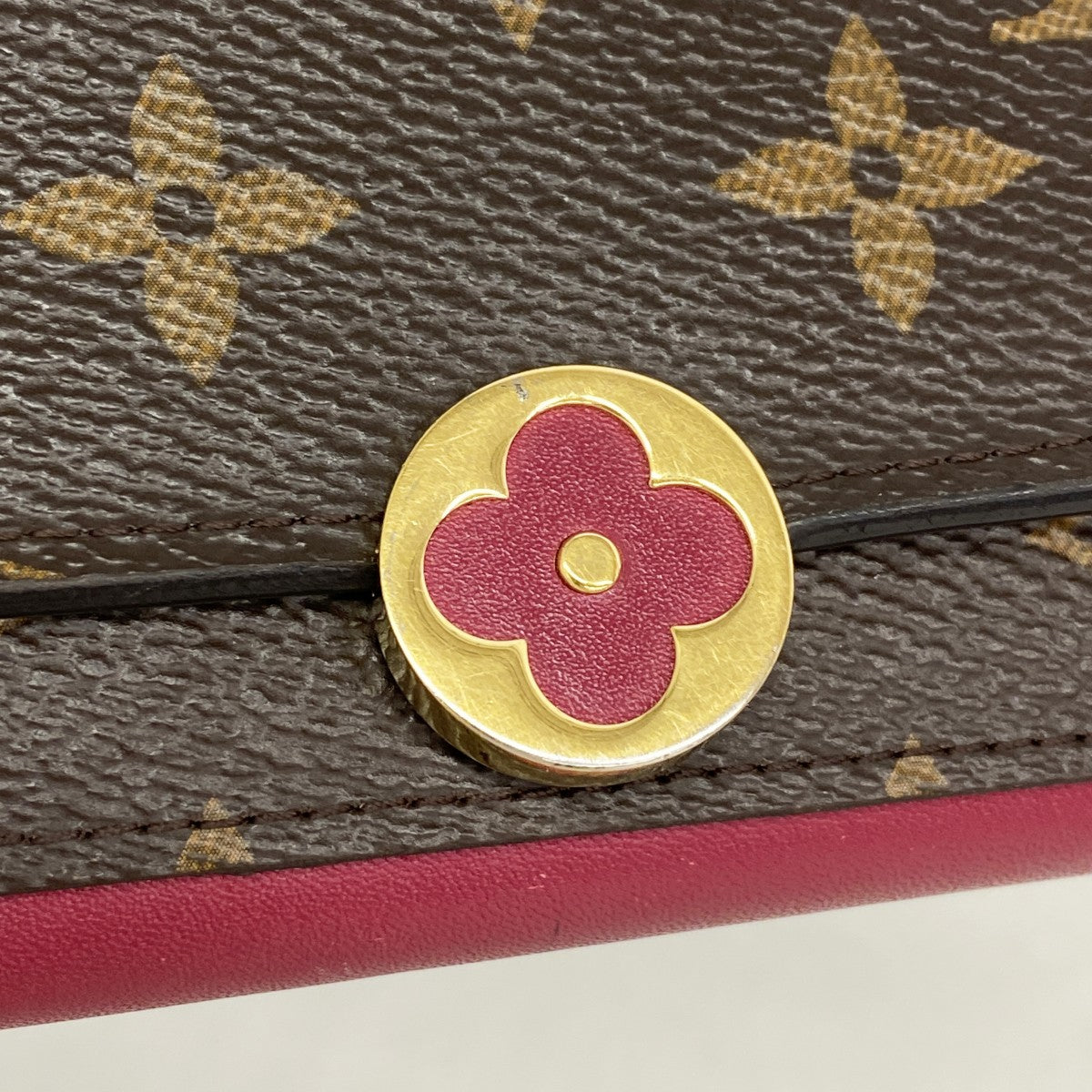 【6fc4552-k】ルイヴィトン 財布 モノグラム ポルトフォイユフロールコンパクト M64588 フューシャ【中古】レディース