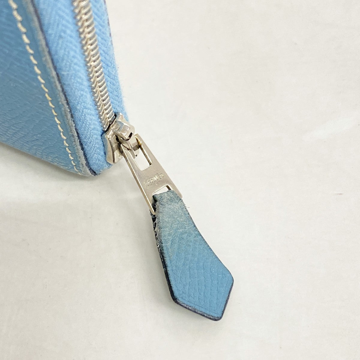 【6fc4598】エルメス 長財布 アザップコンバイン ヴォーエプソン ブルージーン シルバー金具 □K刻印【中古】メンズ レディース ユニセックス