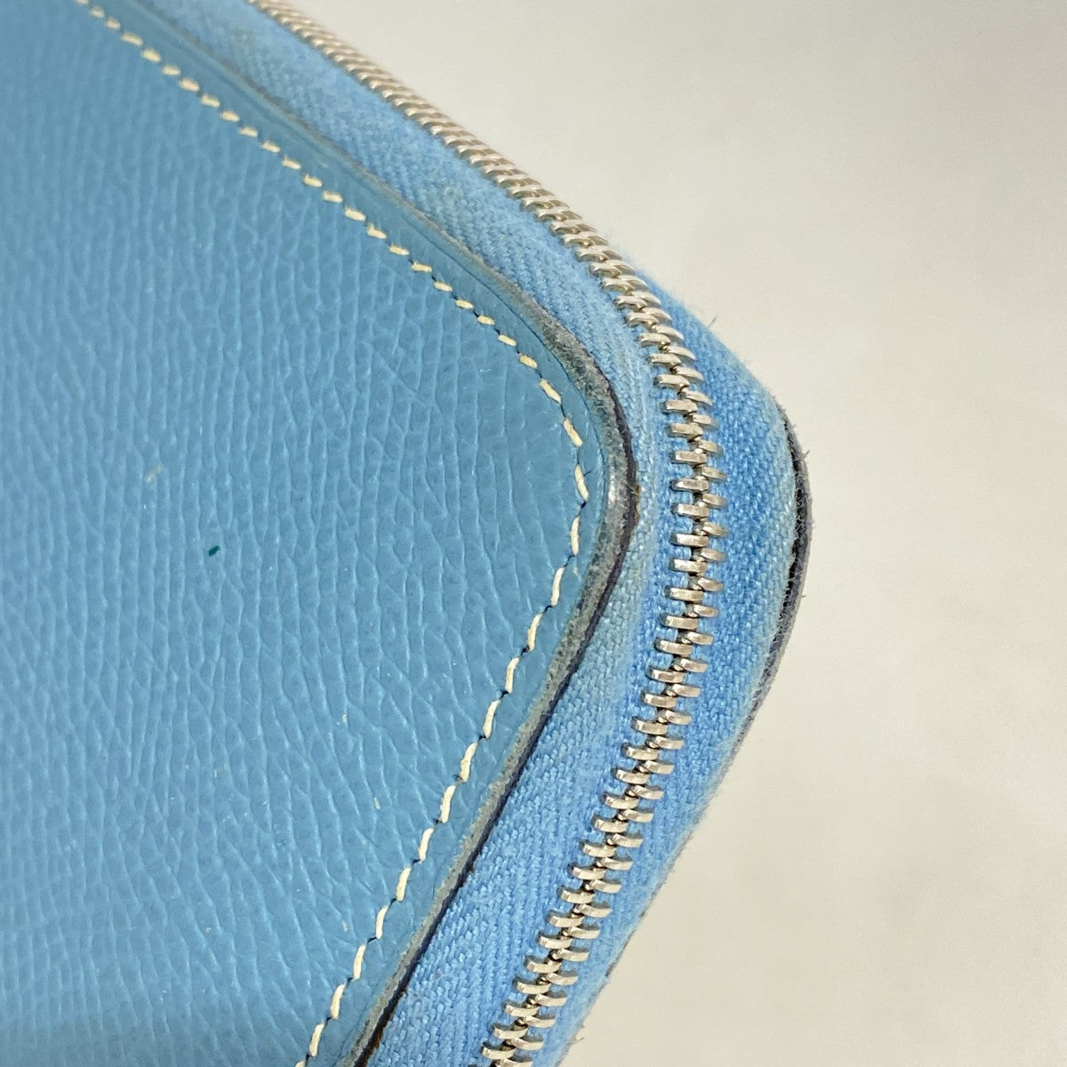 【6fc4598】エルメス 長財布 アザップコンバイン ヴォーエプソン ブルージーン シルバー金具 □K刻印【中古】メンズ レディース ユニセックス