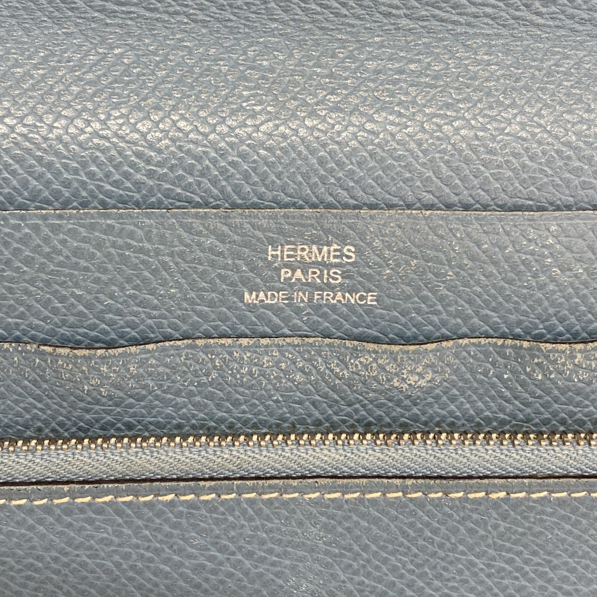 【6fc4598】エルメス 長財布 アザップコンバイン ヴォーエプソン ブルージーン シルバー金具 □K刻印【中古】メンズ レディース ユニセックス