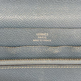 【6fc4598】エルメス 長財布 アザップコンバイン ヴォーエプソン ブルージーン シルバー金具 □K刻印【中古】メンズ レディース ユニセックス
