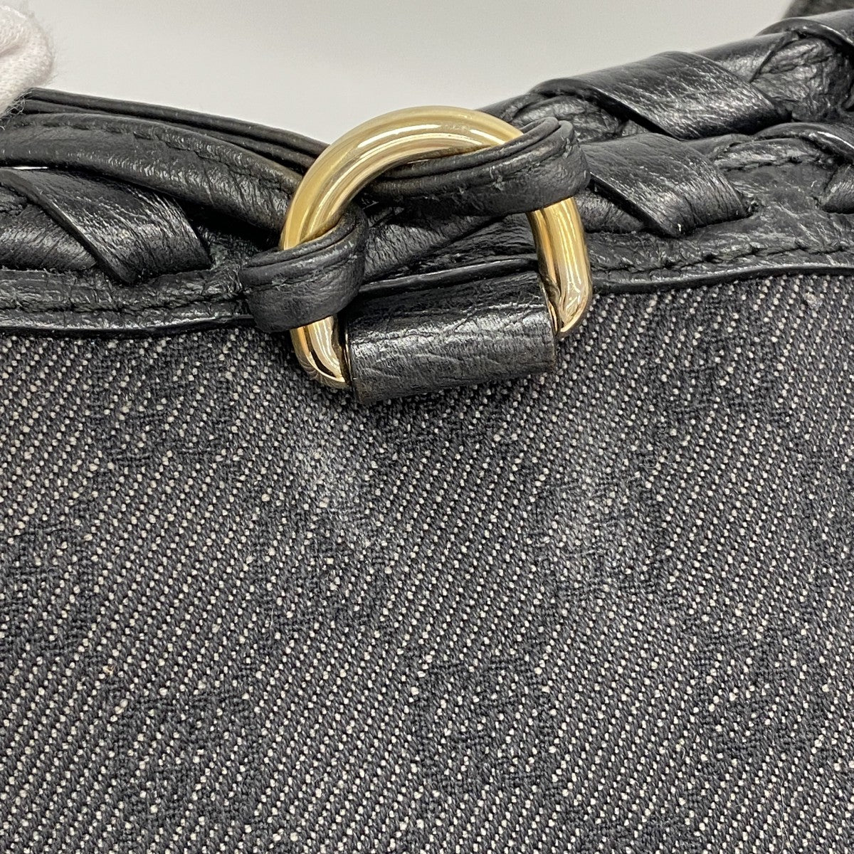 【6fc4623-k】グッチ トートバッグ 354665 デニム ブラック シャンパンゴールド金具【中古】レディース