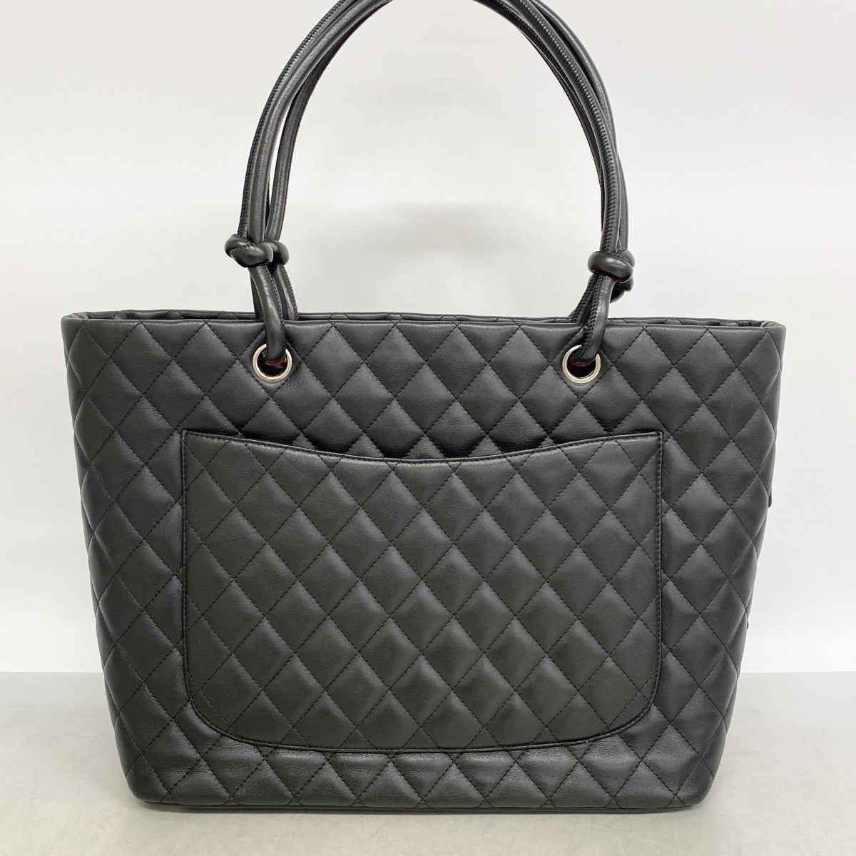 【6fc4635-k】シャネル トートバッグ カンボン ラムスキン ブラック シルバー金具【中古】レディース