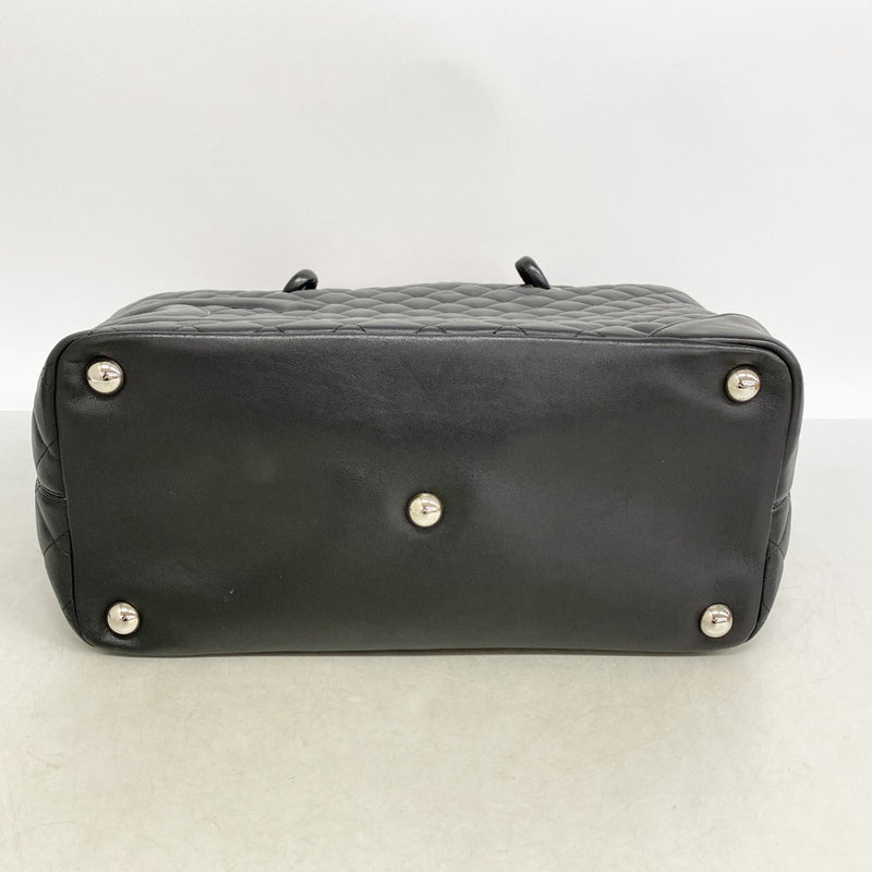 【6fc4635-k】シャネル トートバッグ カンボン ラムスキン ブラック シルバー金具【中古】レディース
