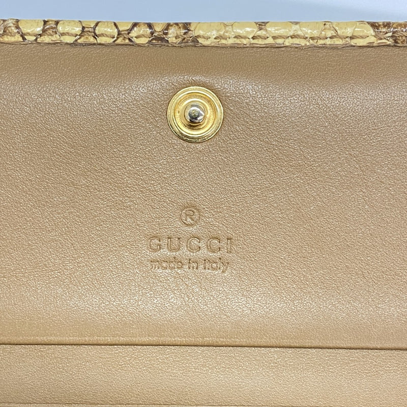 【6fc4636-k】グッチ 財布 GGマーモント 456126 レザー パイソン ベージュ ブラウン ゴールド金具【中古】レディース