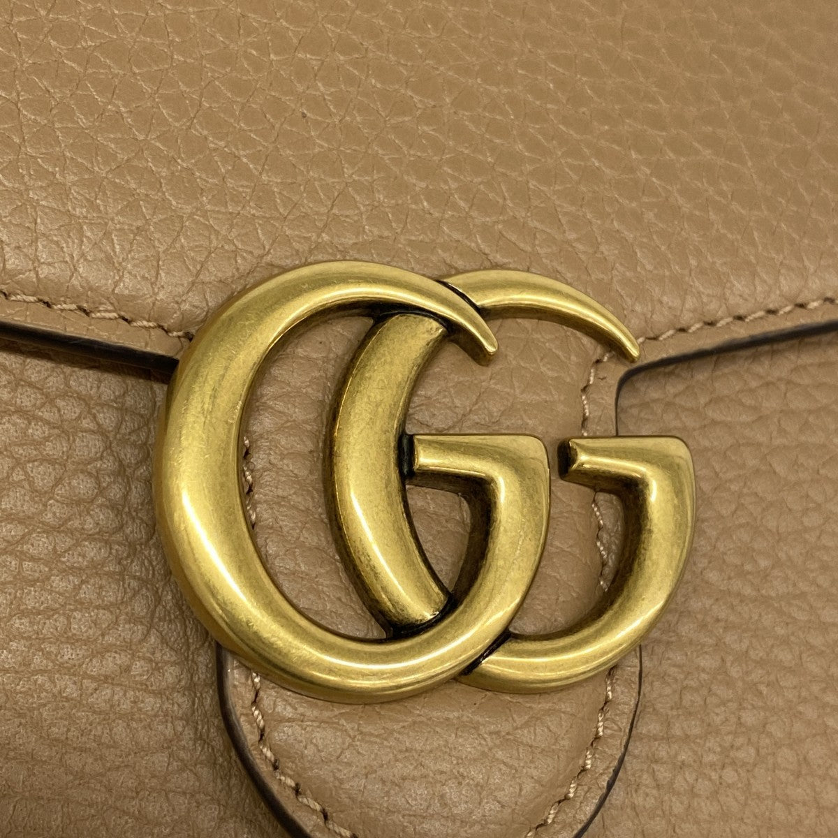 【6fc4637-k】グッチ 財布 GGマーモント 782749 レザー ベージュブラウン ゴールド金具【中古】レディース