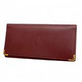 【6fc4656】カルティエ 長財布 マスト レザー ボルドー ゴールド金具【中古】レディース