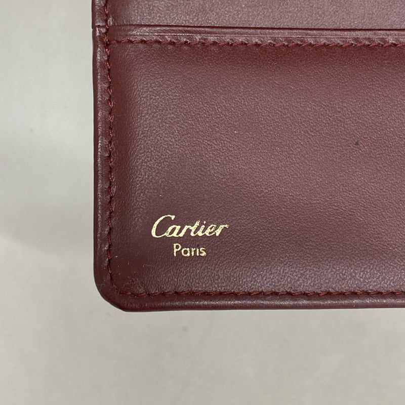 【6fc4656】カルティエ 長財布 マスト レザー ボルドー ゴールド金具【中古】レディース