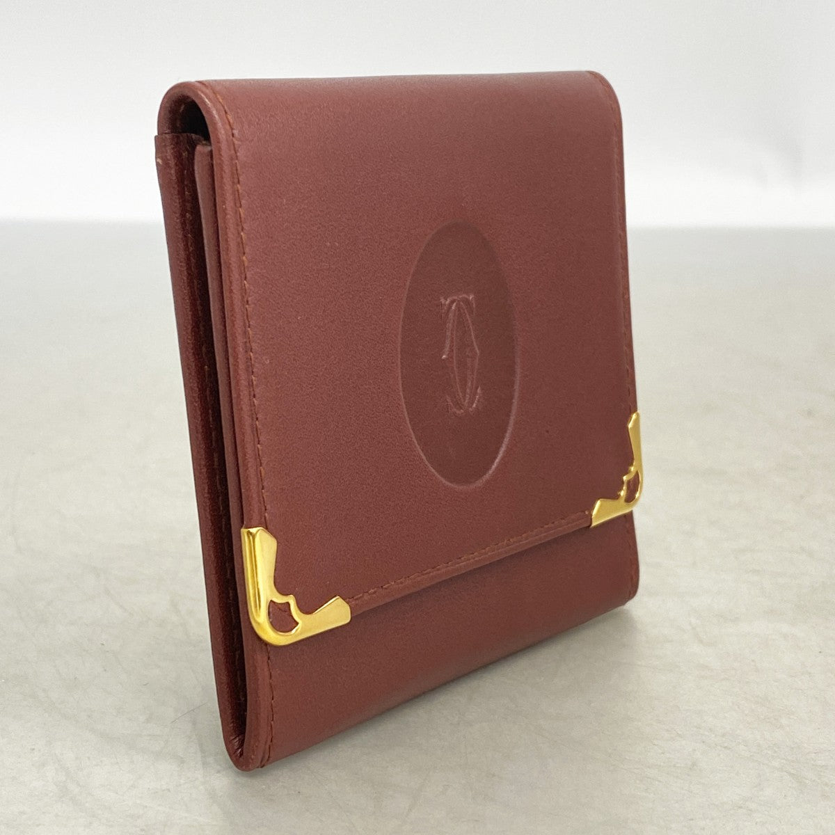 【6fc4657】カルティエ コインケース マスト レザー ボルドー ゴールド金具【中古】メンズ レディース ユニセックス