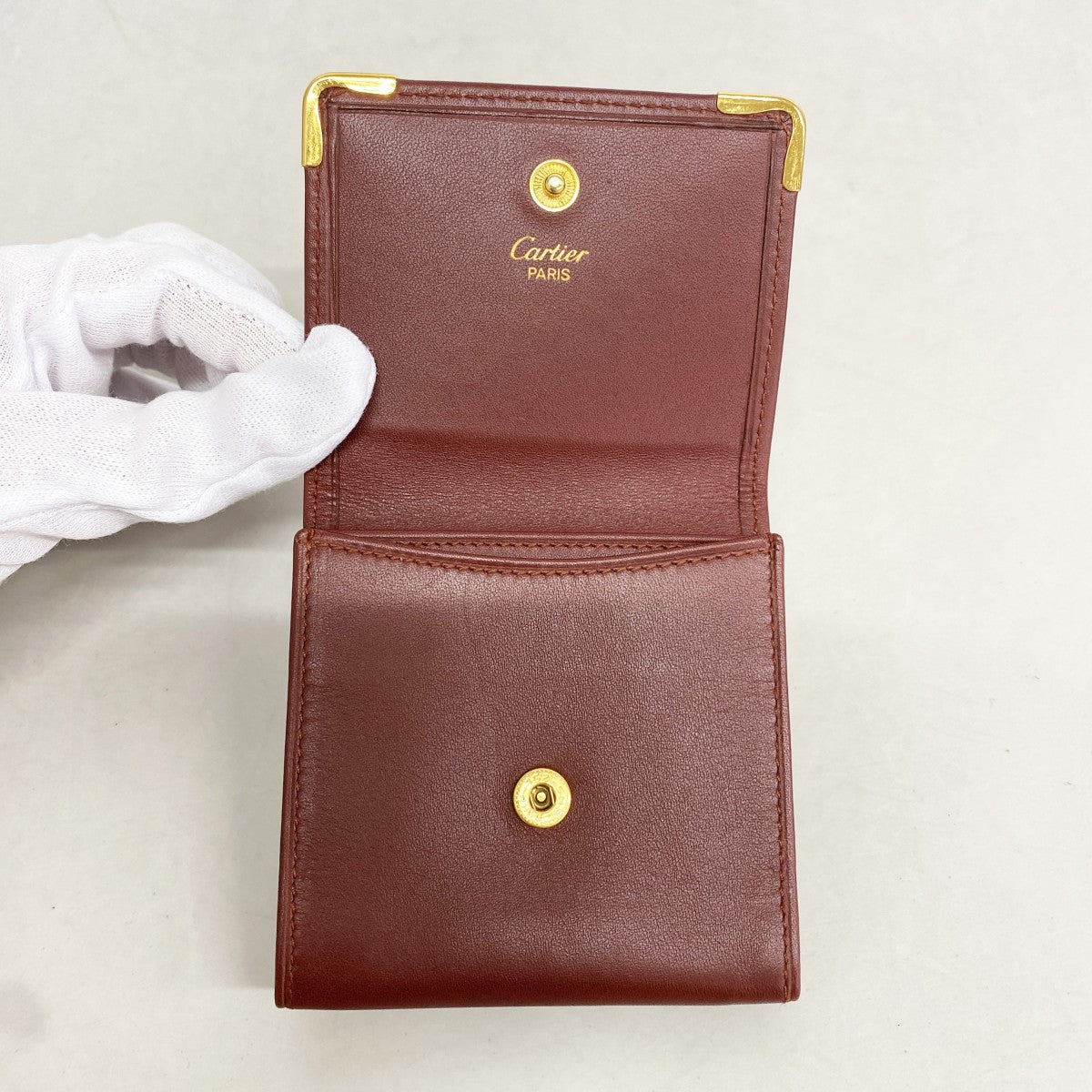 【6fc4657】カルティエ コインケース マスト レザー ボルドー ゴールド金具【中古】メンズ レディース ユニセックス