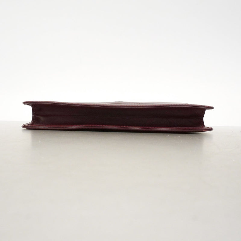 【6fd4685】カルティエ クラッチバッグ マスト レザー ボルドー ゴールド金具【中古】メンズ