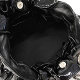 【6fd4704】クリスチャンディオール ハンドバッグ カナージュ エナメル ブラック シルバー金具【中古】レディース