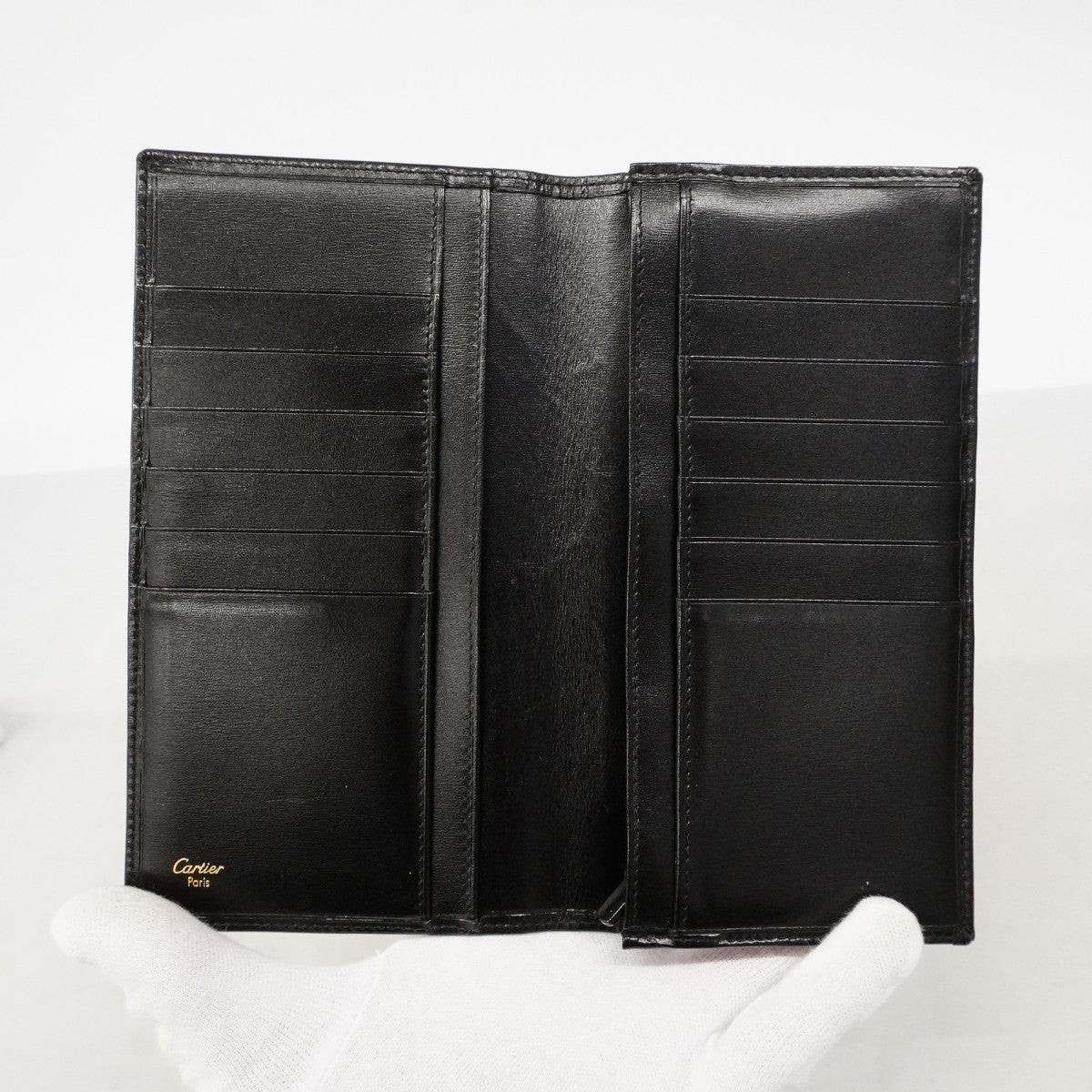 【6fd4709】カルティエ 長財布 マスト レザー ブラック ゴールド金具【中古】メンズ