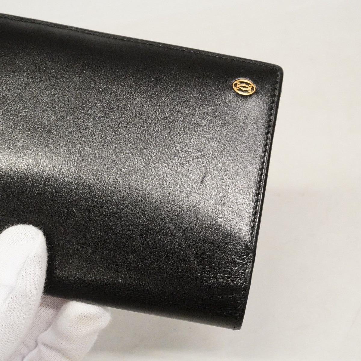 【6fd4709】カルティエ 長財布 マスト レザー ブラック ゴールド金具【中古】メンズ