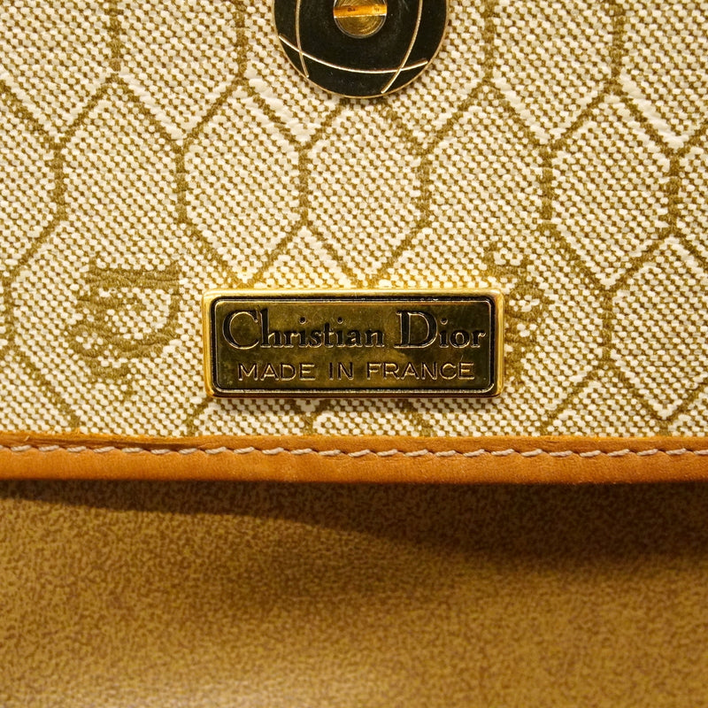 【6fd4715】クリスチャンディオール ショルダーバッグ ハニカム ベージュ ゴールド金具【中古】レディース