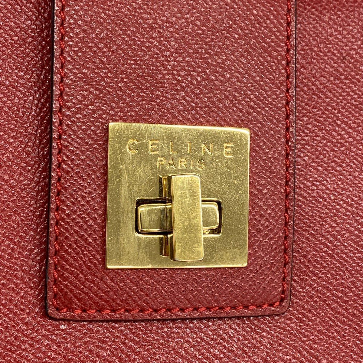 【6fd4743-k】セリーヌ ショルダーバッグ レザー レッド ゴールド金具【中古】レディース