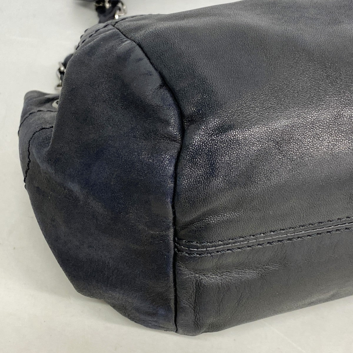 【6fd4745-k】シャネル ショルダーバッグ チェーンショルダー ラムスキン ブラック シルバー金具【中古】レディース