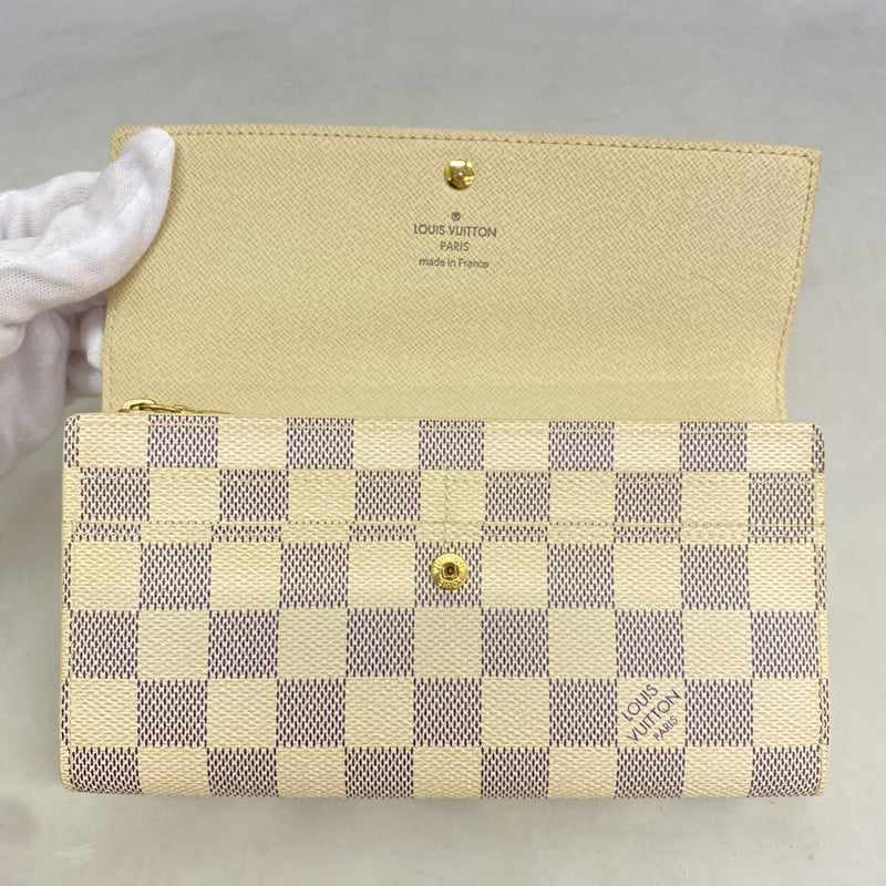【6fd4750-k】ルイヴィトン 長財布 ダミエ・アズール ポルトフォイユサラ N61735 ホワイト【中古】レディース