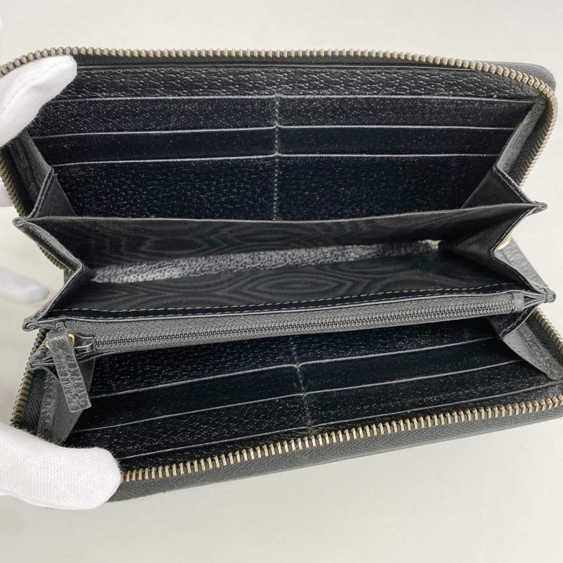 【6fd4754-k】グッチ 長財布 ビー 523667 レザー ブラック ゴールド金具【中古】メンズ レディース ユニセックス