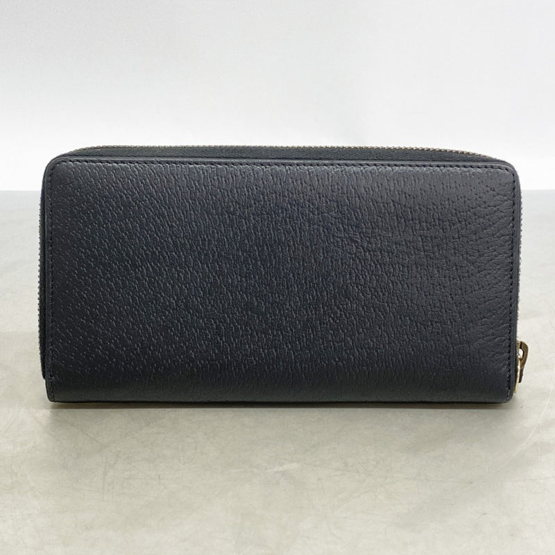 【6fd4754-k】グッチ 長財布 ビー 523667 レザー ブラック ゴールド金具【中古】メンズ レディース ユニセックス