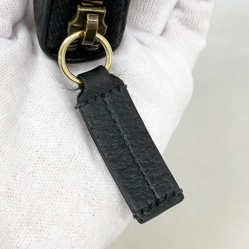 【6fd4754-k】グッチ 長財布 ビー 523667 レザー ブラック ゴールド金具【中古】メンズ レディース ユニセックス