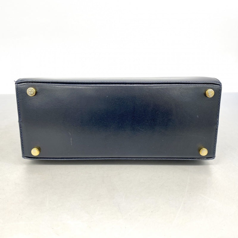 【6fd4766】サルヴァトーレフェラガモ ハンドバッグ ヴァラ レザー ネイビー ゴールド金具 2wayバッグ【中古】レディース