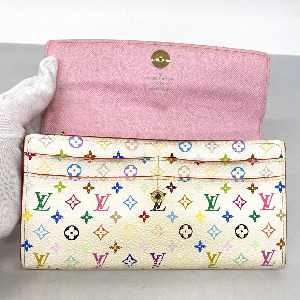 【6fd4775】ルイヴィトン 長財布 モノグラム・マルチカラー ポルトフォイユサラ M93744 ブロン/リッチ【中古】レディース