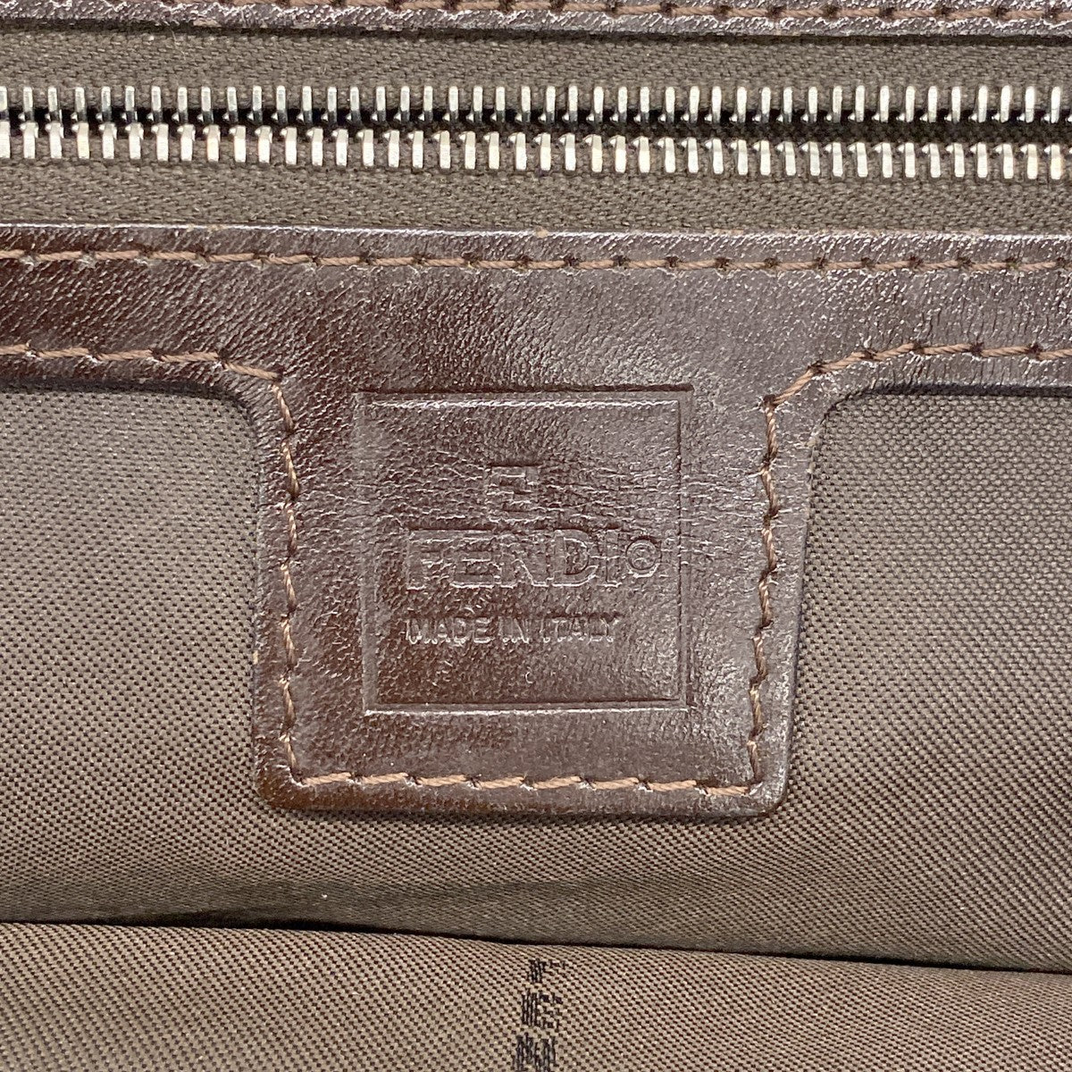 【6fd4797】フェンディ トートバッグ ズッカ ナイロンキャンバス ブラウン シルバー金具【中古】レディース