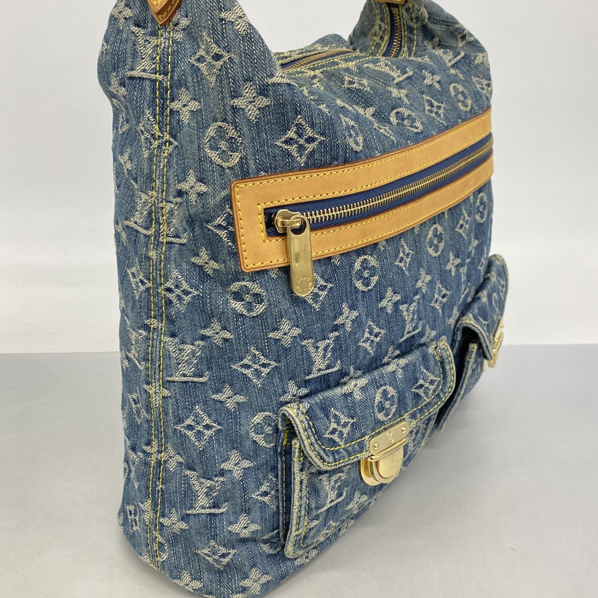 【6fd4809-k】ルイヴィトン ショルダーバッグ モノグラム・デニム バギーGM M95048 ブルー【中古】レディース